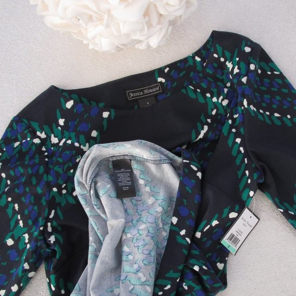 NWT Jessica Howard Navy Plaid Sheath Midi Dress 16 - Picture 7 of 8